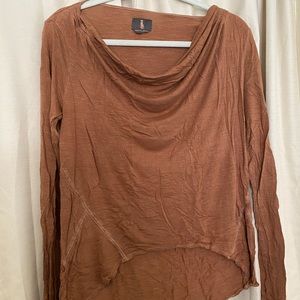 Burnt orange cowl neck long sleeve